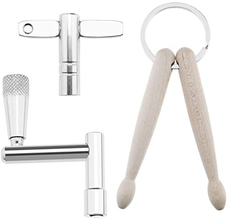 EMSea Set with 3Pcs Drum Kit Drum Tuning Key Continuous Motion Speed Key Drumstick Keychain Drum Wrench Tool for Drums Snare Drums Bass Drums