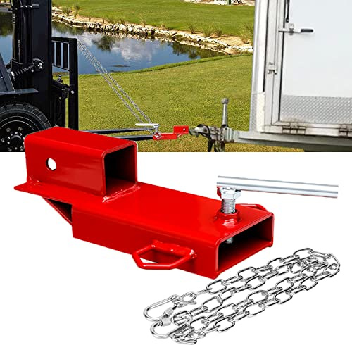 Receptor de Enganche de Carretilla elevadora, Accesorio de Enganche de Remolque de Carretilla elevadora, Adaptador de Remolque Receptor de 2 Pulgadas con Cadena, Rojo, Paquete de 1