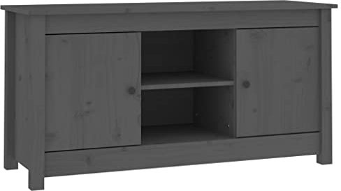 vidaXL Grey TV Cabinet - Solid Pine Wood - Ample Storage - 103x36.5x52 cm - Modern Design - Stable and Sturdy - Easy Assembly Required