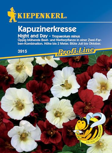 Kiepenkerl Profi-Line Kapuzinerkressesamen Night & Day 3915 – Üppig blühende Beet- und Kletterpflanze - Höhe bis 2m - für 20 Pflanzen - Blumensamen, Saatgut,