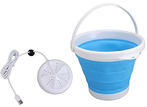 Mini Lave-Linge Portable USB, Lave-Linge Pliable 6 W 10 L avec Super Onde de Choc, Lave-Linge Domestique pour Camping, Appartements, Dortoirs, Chambres universitaires. (Bleu)