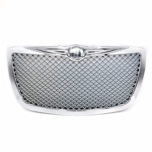 Främre stötfångargaller Racerbilsgrillar Fram För Chrysler 300 300C Hood Grill Mesh Grille BX101088 2004 2005-2010 Bil Front Grill (Färg : Silver)