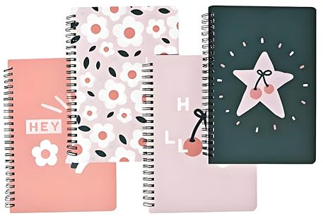 SIAZIH Notizbuch A5 160 Seiten 4 Stück Notizbücher ringbuch，Hardcover Leicht zu transportierende Geeignet für Schulen und Büros