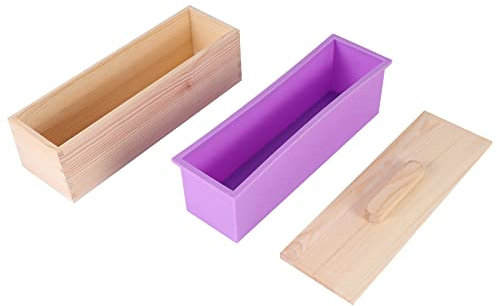 Frefgikty Moule rectangulaire en bois avec revêtement en silicone pour savon, savon, bougie, 1200 g