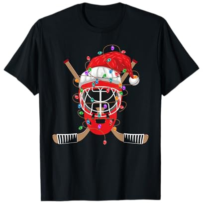 Santa Hat Hockey Player's Christmas Ice Hockey Lover T-Shirt