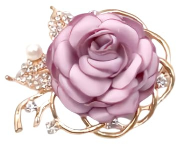 Broche de flor de rosa de cristal, collar de perlas, pin de pecho vintage con diamantes de imitación, insignia para abrigo y falda