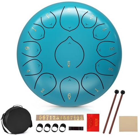 SenDeluz Stahlzungentrommel 12 Zoll 13 Noten Zungentrommel C-Key Steel Tongue Drum Percussion Instrument Handpan Drums für musikalische Bildung Unterhaltung Meditation Yoga Geschenke
