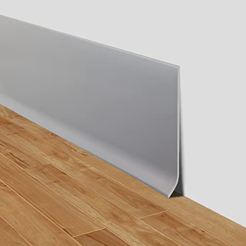 Flexible Skirting Board Covers 10cm Wide Self Adhesive PVC Skirting Board Trim Wall Baseboard Molding Trim (Grey, 10cm×6m)