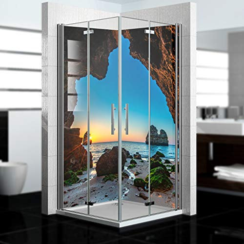 dedeco Pannello posteriore doccia impermeabile, motivo: grotta V1, vernice UV lucida, 2 x 100 x 210 cm, come pannello posteriore per il bagno per la sostituzione delle piastrelle, come parete