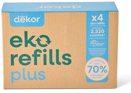 Diaper Dekor Plus Diaper Pail Refills | 4 Count Unscented | Exclusive End-of-Liner Marking | Thick, Quick & Easy to Replace | Most Economical Refill System | for Original and Eko Style Pails