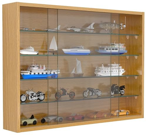 VCM Glasvitrine hängend | Vitrine Glas mit ESG-Sicherheitsglas | Maße ca. H. 55 x B. 75 x T. 12 cm | Hängevitrine Glas | Modern und platzsparend | Glas Vitrinenschrank - Drivalo L