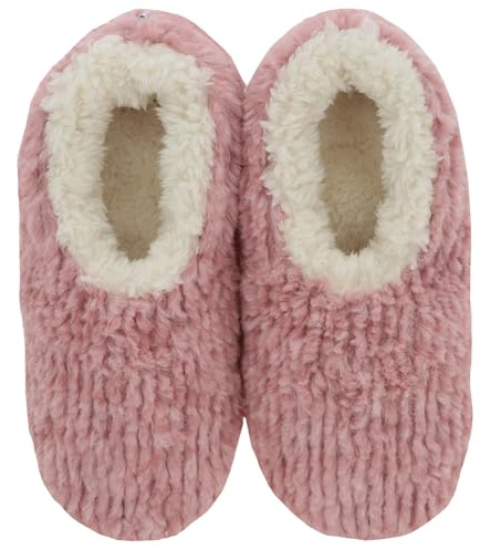 Snoozies! Teddy Bear Fur Super Soft Sherpa Fleece Womens House Slippers ladies Sizes 3-9 Cream, Pink, Violet, Grey