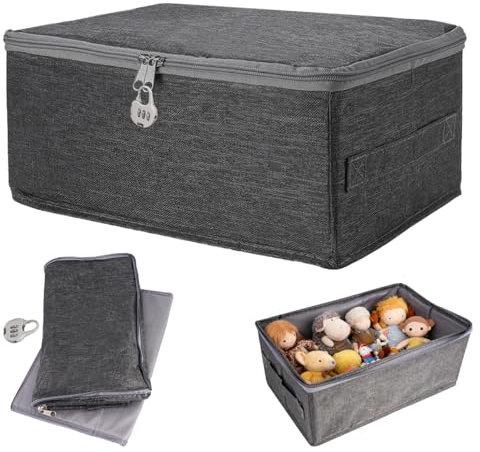 Scatola Richiudibile con Coperchio, 30 X 20 X 14 cm Scatole Richiudibili Organizer In Tessuto con Lucchetto, Lavabile, Contenitore Per Biancheria Da Letto, Vestiti, Medicinali, Caramelle, Giocattoli