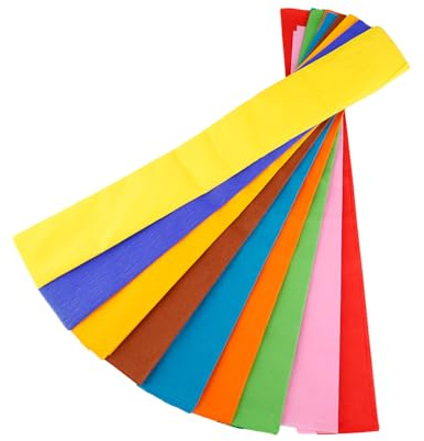 Wellrun 10 Sheets Crepe Paper Rolls,10 Colours Bright Wrapping Paper for Crafts,Party,Gift Wrapping,DIY Projects,Weddings,Baptism(50 * 80cm)