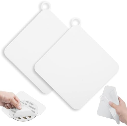 EJRUP Protettore di Scarico,2 Pezzi Copri Scarico Doccia 15x15cm, Cuscinetto Deodorante in Silicone,Tappo per Scarico in Silicone Quadrato Antiodore,per Bagno, Cucina e Lavanderia