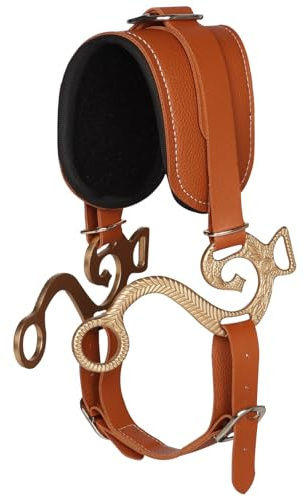 PONDON Adjustable Horse Bridle With Metal Bit, With Textile Padding, 5.9 In Browband, And 15 Cm Bit End, Pu Leather Training Halter, 46.5 Cm Strap
