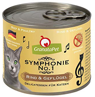 GranataPet Symphonie No. 1 Rind & Geflügel, Katzenfutter ohne Getreide & Zuckerzusätze, Filet in natürlichem Gelee, delikates Nassfutter für Katzen, 6 x 200 g