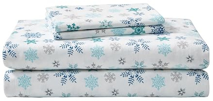 Eddie Bauer - Juego de sábanas tamaño Individual, Ropa de Cama de Franela de algodón cálido y Transpirable con Bolsillos Profundos, Cepillado para Mayor suavidad, decoración acogedora del hogar,