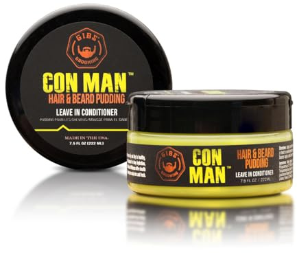 GIBS Con Man Hair & Beard Pudding - Leave-In Conditioner, Curl Definer,Green 7.5 Fl oz