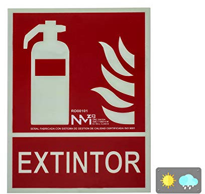 Normaluz RD00901 – Luminescent Sign Fire Extinguisher Aluminium 0.5 mm 21 x 30 cm with CTE, RIPCI and Suitable for New Legislation