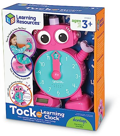 Learning Resources Tock The Learning Clock Pink - Digital Clock for Classroom, Telling Time, Kids Timer, Homeschool Essentials, Montessori, Toddler School Supplies, Gifts for Boys and Girls