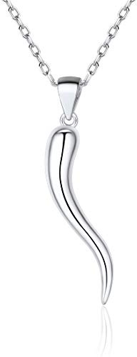 ChicSilver Collier Corne d'abondance Argent Pendentif Piment Italienne Bijoux Porte Bonheur Femme