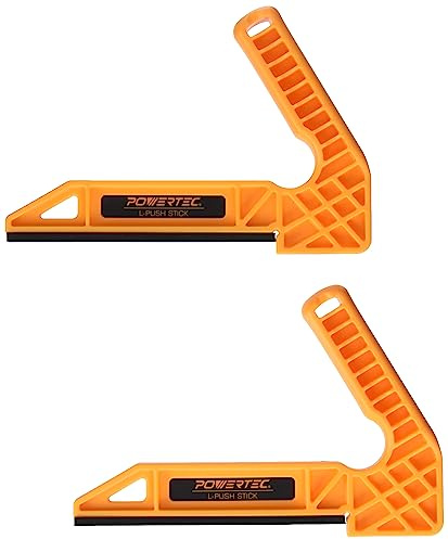POWERTEC Deluxe Push Stick for Table Saw, Router Table, Band Saw & Jointer, Dual Ergonomic Handles w/Max Grip, Safety Push Tool for Wood working and Hand Protection 2PK (71338)