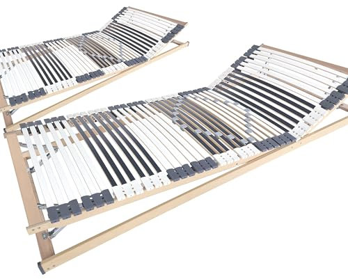 Matratzen Perfekt 7-Zonen Lattenrost orthopädisch, 100 x 200 cm, 2er Set – Lattenrahmen mit Kopf- und Fußverstellung, Härte-Regulierung, Kautschukaufhängungen und 42 Leisten