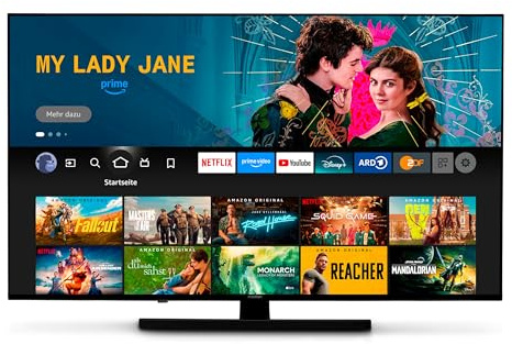MEDION 138,8 cm (55 Zoll) QLED Fernseher (Fire TV, 4K Smart TV, Dolby Vision HDR, Dolby Atmos, Prime Video, Bluetooth, DVB-T2, MD 855800)