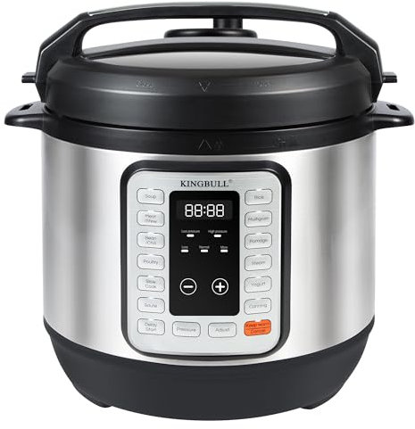 KINGBULL 12-in-1 Electric Pressure Cooker, Instant Multi-Use Non-Stick Pot, Slow Cooker, Rice Cooker, Steamer, Sauté, Yogurt Maker, Warmer &Delay Start,LED Screen& Manual(8QT)