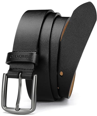 CHAOREN Leather Belts for Men - Mens Belts Leather 1 3/8 for Casual Jeans - Oval Hole Design Easy in Easy out