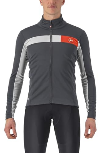 Castelli 4522509 MORTIROLO 6S JACKET Giacca Uomo DARK GRAY/SILVER GRAY-RED REFL M