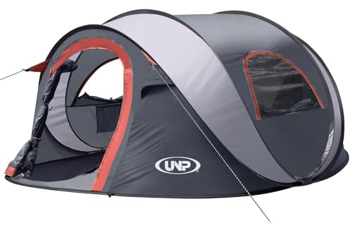 Easy Pop up Tent, 3 Person Tent for Camping, Instant Portable Beach Tent, Pop-Up Shade Tents with 2 Doors for Camping Hiking & Traveling with Carrying Bag (Gray)