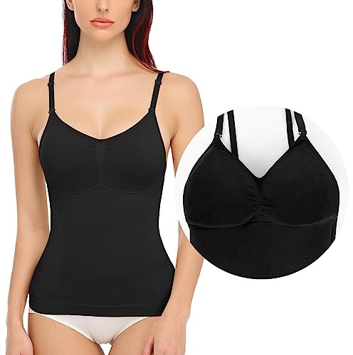 SLIMBELLE Undertröja för kvinnor, mage, camisole topp, bodyshaper, sömlös figurformande linne, formande bh, skjorta, formande topp, spagettiband, topp