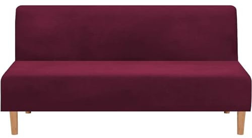 Leomix Samt-Sofabezug ohne Armlehnen, einfarbiger Stretch-Futon-Schonbezug, passend für 2- bis 3-Sitzer-Klappsofas ohne Armlehnen,D