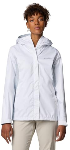 Columbia Womens Arcadia II Waterproof Rain Jacket, White/Cirrus Grey, Small