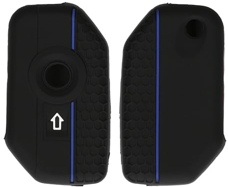 kwmobile Carcasa Compatible con Llavero de BMW R1250GS C400X C400GT F900R F750GS R1200GS GS1250 Funda - Funda para Mando de Moto de Silicona - Negro/Azul