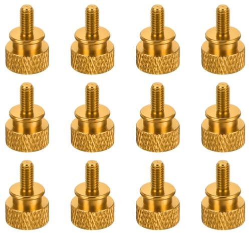 QUARKZMAN 12 st slitsad handskruv M4 x 8 mm för datorhölje, handgängade skruvar, aluminiumlegering, för fodral PC, guld