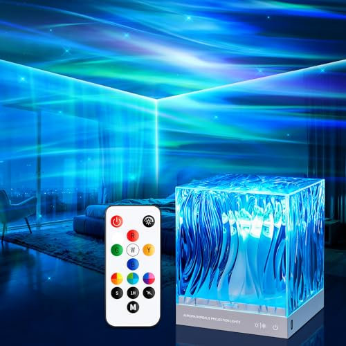 One Fire Sensory Lights for Bedroom, 18 Colors Aurora Table Lamps for Bedroom,10 Brightness Remote+Timer Northern Lights Projector, Night Light Projector, Gifts for Girl Women