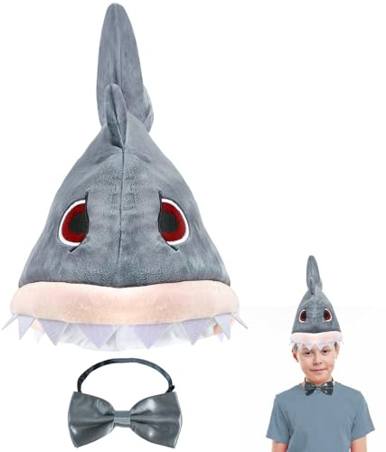 Gorro de Cangrejo, Sombreros Divertidos Gorro de Fiesta con Pajarita, Gorro Cangrejo Adulto Niño, Ajustable Sombrero de Cangrejo, Accesorio de Disfraz para Carnaval Halloween Navidad Pascua (Tiburón)