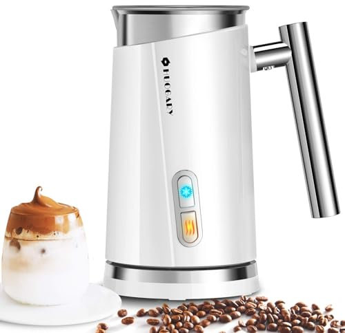 Huogary Milk Frother, Electric Milk Steamer for Milk Foam & Hot Milk(4.5oz/10.5oz), 3 in1 Automatic Milk Frother Machine Cold/Hot Frothing and Milk Heating, White
