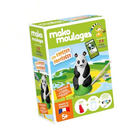 Mako Moulages – Le Panda Géant - kit de Loisirs créatif - Plâtre et Peinture – 1 Moule en Latex Rouge – Contient 1 Carte Bioviva Défis Nature - Made in France - A partir de 5 Ans – 39113