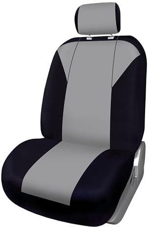 +PWR Car Parts Fundas de Asiento Delantera Universal Torino Gris y Negra. Airbag Compatible. Completo para 1 Asiento. Fabricada en Polyester