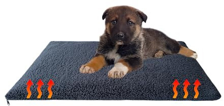 Aveanit Selbstheizende Decke für Katzen&Hunde, Washbar Thermodecke Katzenkissen, Haustiere Wärmematte, Waschbare Welpen Thermodecke, Selbstwärmende Winter Wärme Hundematte Farbe Graphit 70 x 50 cm.