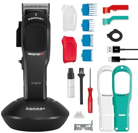 Gamma+ Boosted Up Tondeuse à Cheveux Professionnelle Homme | Clipper avec Moteur Rotatif | 120 Min d'autonomie | Lame Réglable | 4 Peignes | Câble USB de Type C