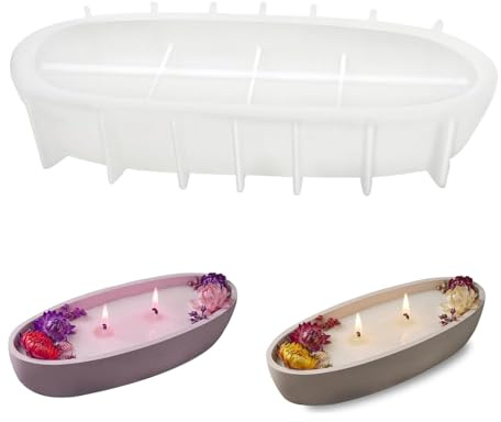 Oval Silicone Moulds Large Casting Moulds Ship Shape Silicone Mould for DIY Candle Holder Silicone Mould Bowl Casting Mould Candle Holder Round for Candle Vase Flower Pot with Dried Flowers Decoration