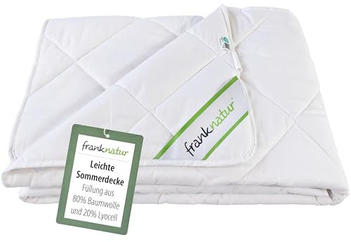 franknatur Sommerdecke 135x200 - Füllung 80% Baumwolle und 20% Tencel Lyocell Bettdecke Sommer waschbar