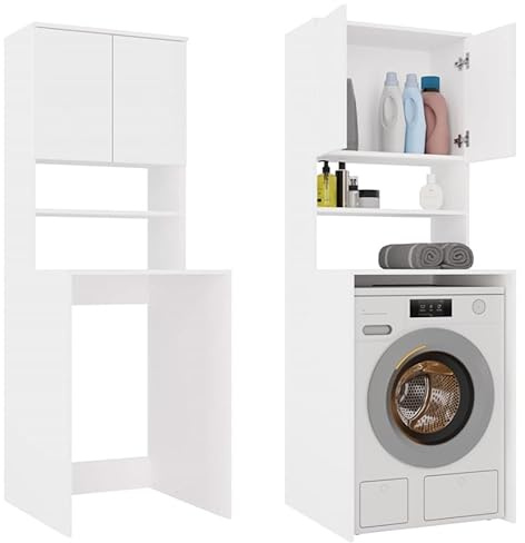 BDW Pola Multi Armadio da bagno sopra la lavatrice, 64 x 180 x 64 cm, con ripiani, armadio alto
