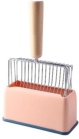 Depisuta Kattkullskopa, Djup Spade Metallskopa med Hållare och Träghandtag, Metall Sifter Scooper, Poop Sifting, Kattunge Pooper för Kattkulllåda (Rosett)