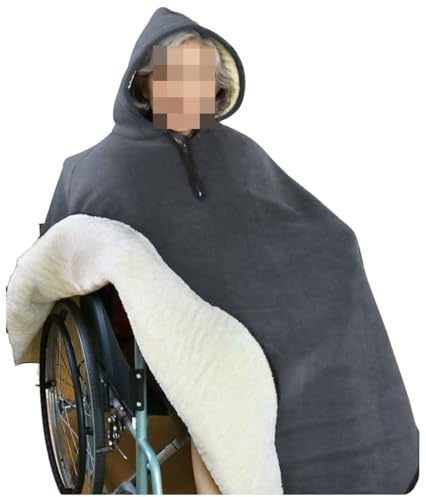 HUTRADE Manta para Silla De Ruedas para Personas Mayores, Poncho De Invierno con Capucha Forrada, Chal Universal Plegable Manta De Media Cubierta para Silla De Ruedas